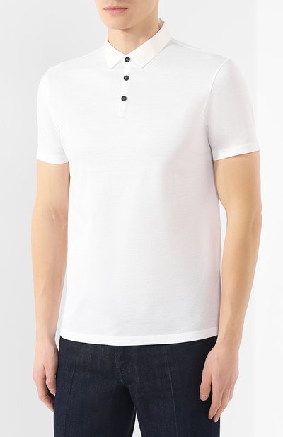 Хлопковое поло LANVIN белого цвета по цене 28350 руб., арт. RMJE0003A17, фото 3 Хлопковое поло LANVIN, арт. RMJE0003A17, фото 3