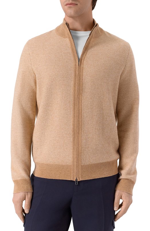 Кардиган из шерсти и хлопка BOSS 50549950 Бежевый  50549950 Фото 3