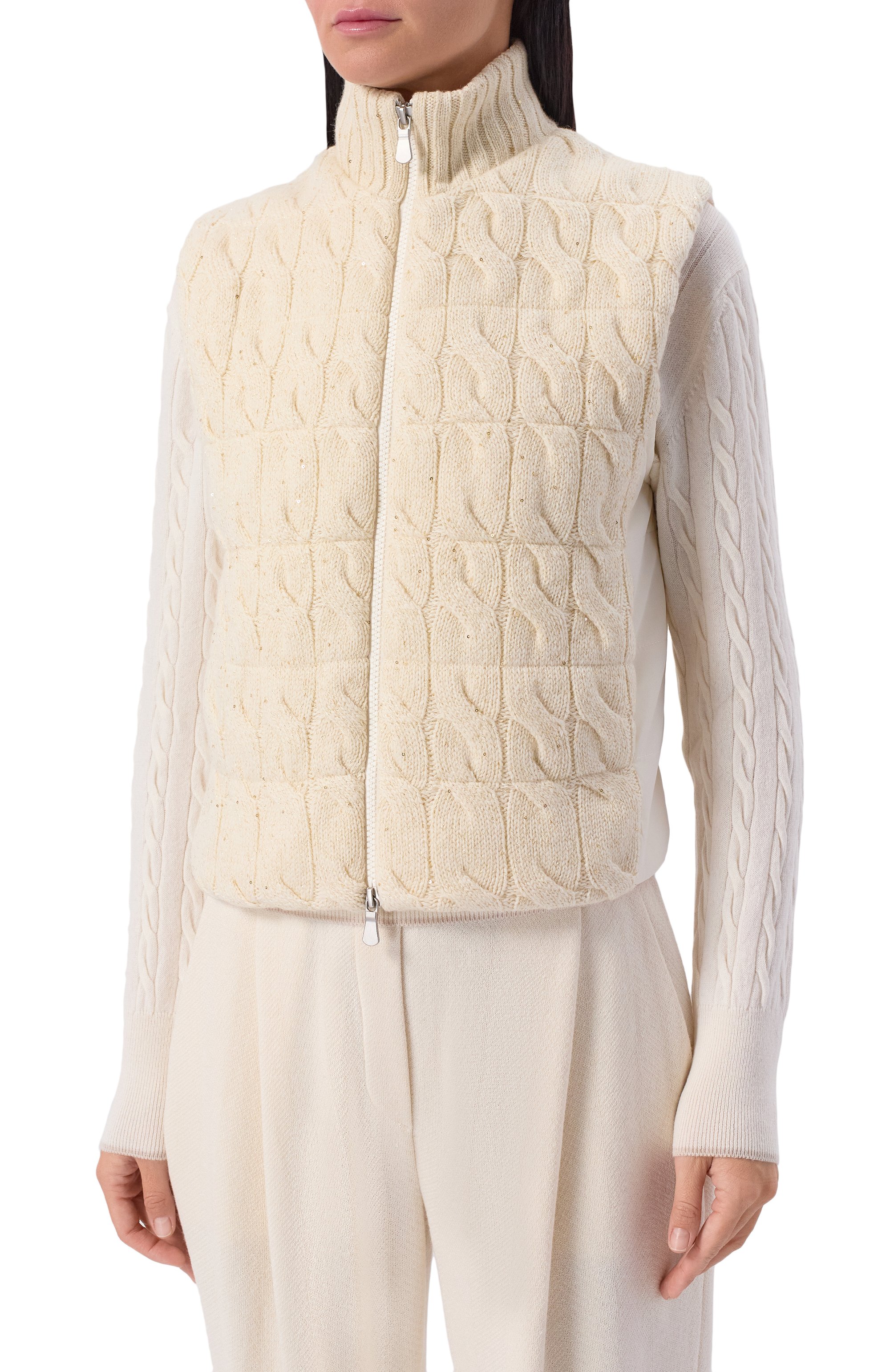 Жилет из шерсти и кашемира GRAN SASSO кремового цвета по цене 75500 руб., арт. 78270/68670, фото 3 Жилет из шерсти и кашемира GRAN SASSO, арт. 78270/68670, фото 3