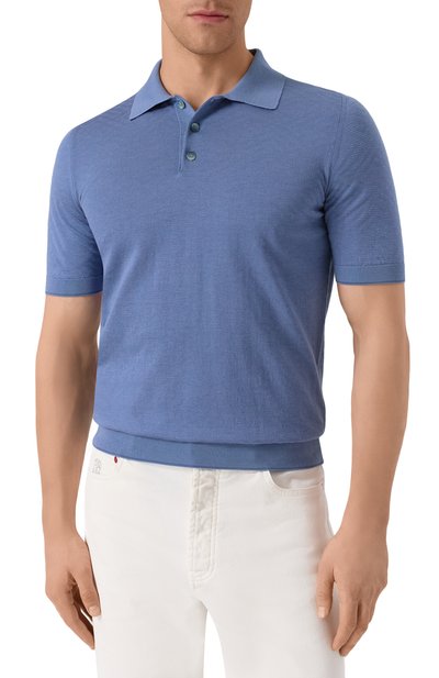 Поло из шелка и хлопка ZILLI голубого цвета по цене 139500 руб., арт. KBP002M0164VFAF00, фото 3 Поло из шелка и хлопка ZILLI, арт. KBP002M0164VFAF00, фото 3