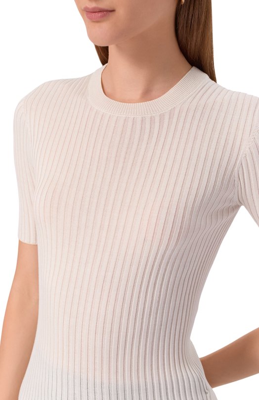 Шелковый пуловер Jil Sander J04GC0103/J16137 Кремовый  J04GC0103/J16137 Фото 5