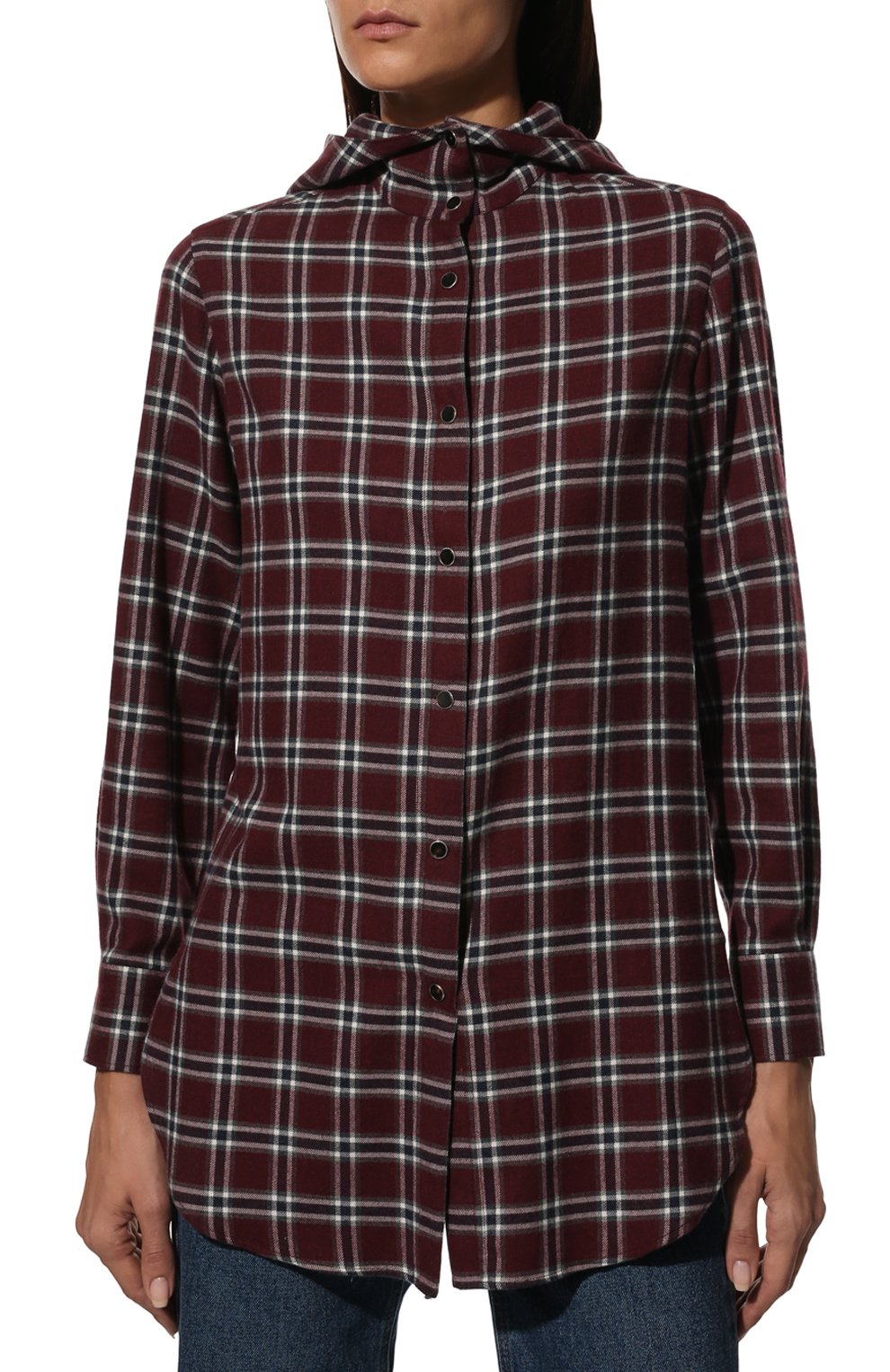 Хлопковая рубашка с капюшоном KITON бордового цвета по цене 111500 руб., арт. D54449H08260, фото 3 Хлопковая рубашка с капюшоном KITON, арт. D54449H08260, фото 3