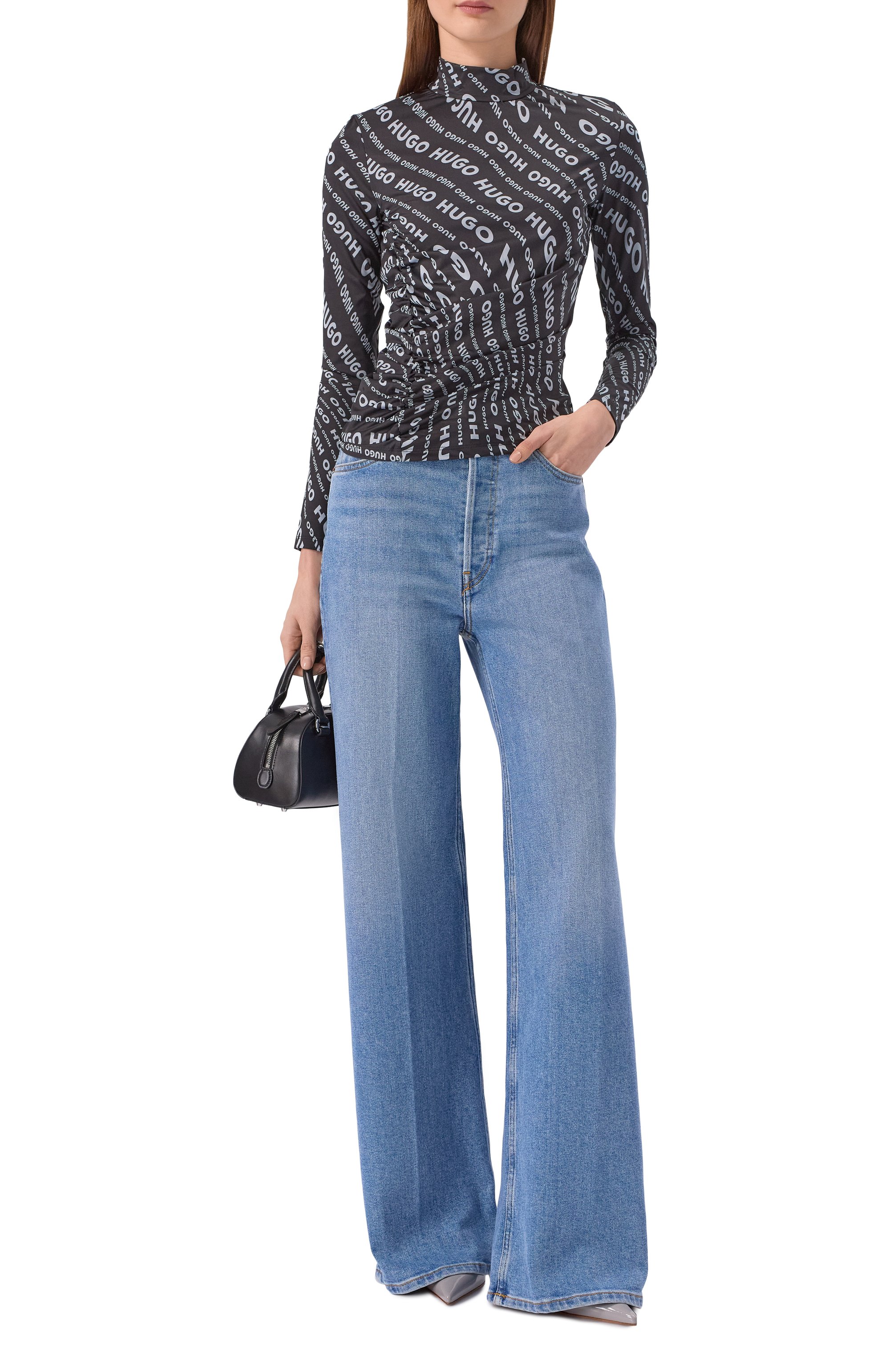 Водолазка HUGO черно-белого цвета по цене 15500 руб., арт. 50502423, фото 2 Водолазка HUGO, арт. 50502423, фото 2