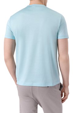 Мужская футболка из шелка и хлопка GIORGIO ARMANI голубого цвета, арт. 3KSM77/SJZHZ | Фото 4 (Материал внешний: Шелк, Хлопок; Длина (для топов): Стандартные; Рукава: Короткие; Стили: Кэжуэл; Принт: Без принта; Кросс-КТ: Джерси; Мужское Кросс-КТ: Футболка-одежда)
