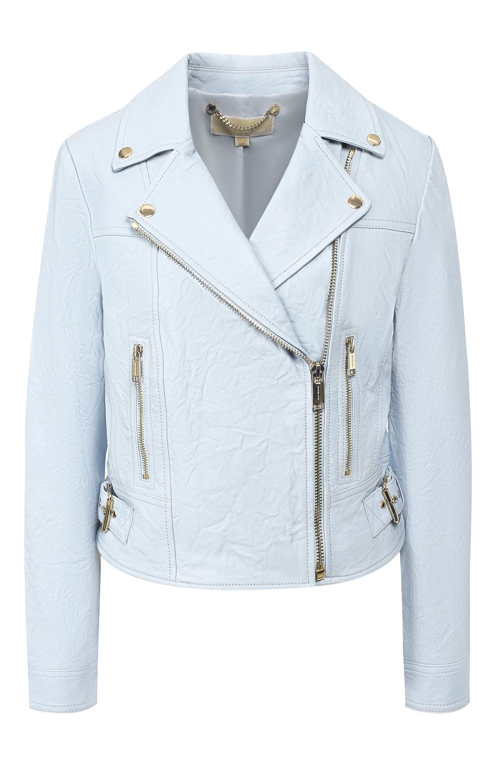 Кожаная куртка MICHAEL MICHAEL KORS голубого цвета по цене 46100 руб., арт. MS92HZL2A3, фото 1 Кожаная куртка MICHAEL MICHAEL KORS, арт. MS92HZL2A3, фото 1