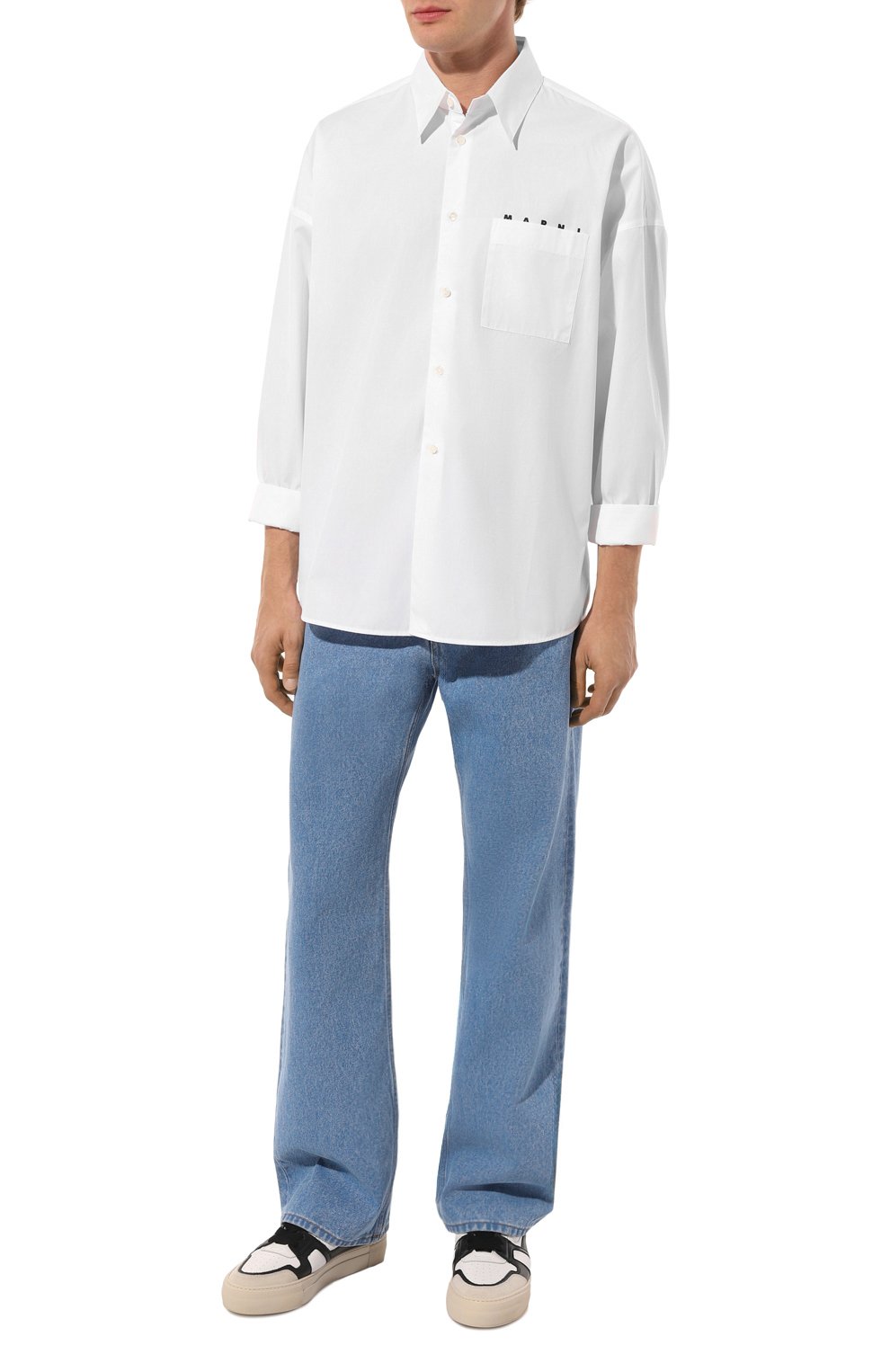 Хлопковая рубашка MARNI белого цвета по цене 52250 руб., арт. CUMU0061P2/USCT88, фото 2 Хлопковая рубашка MARNI, арт. CUMU0061P2/USCT88, фото 2