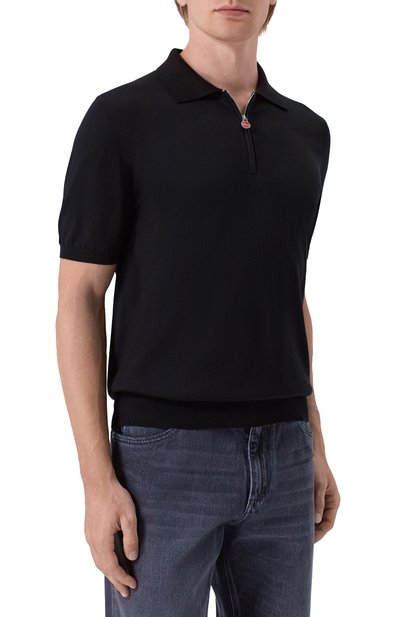 Хлопковое поло KITON черного цвета по цене 133500 руб., арт. UMKX33ZK5, фото 3 Хлопковое поло KITON, арт. UMKX33ZK5, фото 3