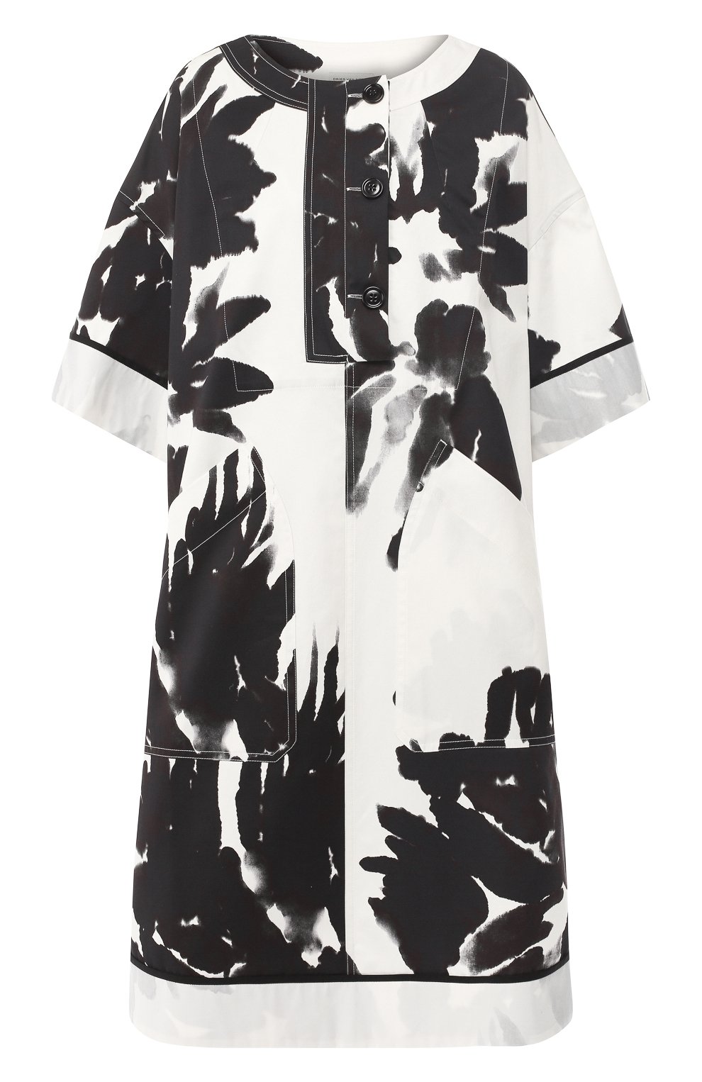 Хлопковое платье DRIES VAN NOTEN черно-белого цвета по цене 96550 руб., арт. 191-31012-7101, фото 1 Хлопковое платье DRIES VAN NOTEN, арт. 191-31012-7101, фото 1