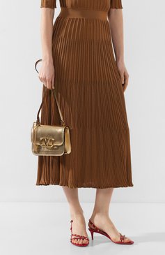 Женская сумка vsling small VALENTINO золотого цвета, арт. TW0B0F01/JEQ | Фото 2 (Женское Кросс-КТ: Вечерняя сумка; Сумки-технические: Сумки через плечо; Материал: Натуральная кожа; Материал сплава: Проставлено; Ремень/цепочка: На ремешке; Драгоценные камни: Проставлено; Разм�ер: small)