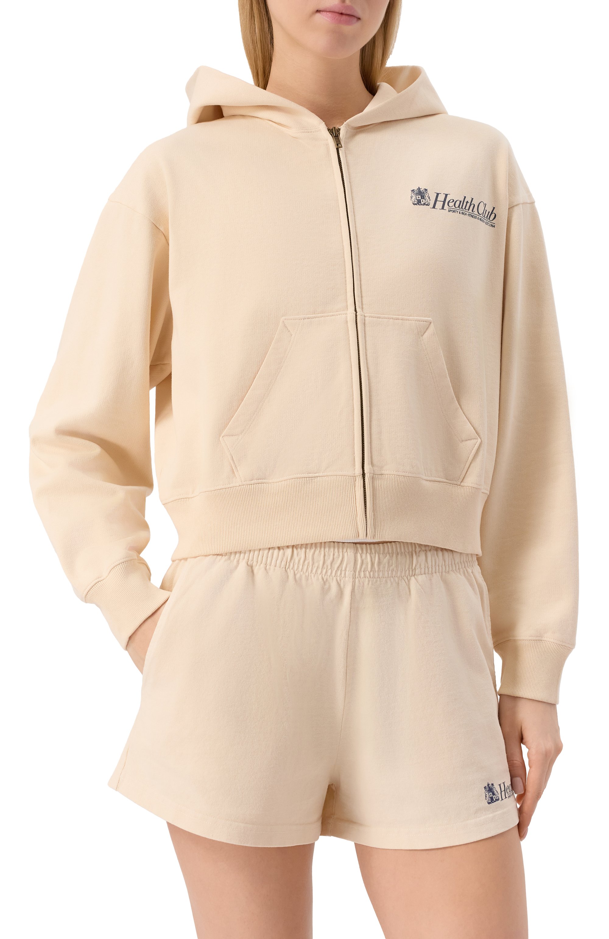 Хлопковая толстовка SPORTY AND RICH кремового цвета по цене 29300 руб., арт. ST068620080CR01, фото 3 Хлопковая толстовка SPORTY AND RICH, арт. ST068620080CR01, фото 3