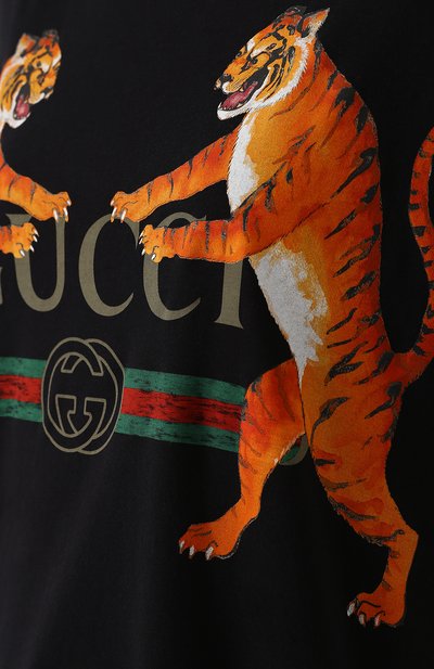 Хлопковая футболка свободного кроя с принтом GUCCI, арт. 492347/X3L16, фото 5
