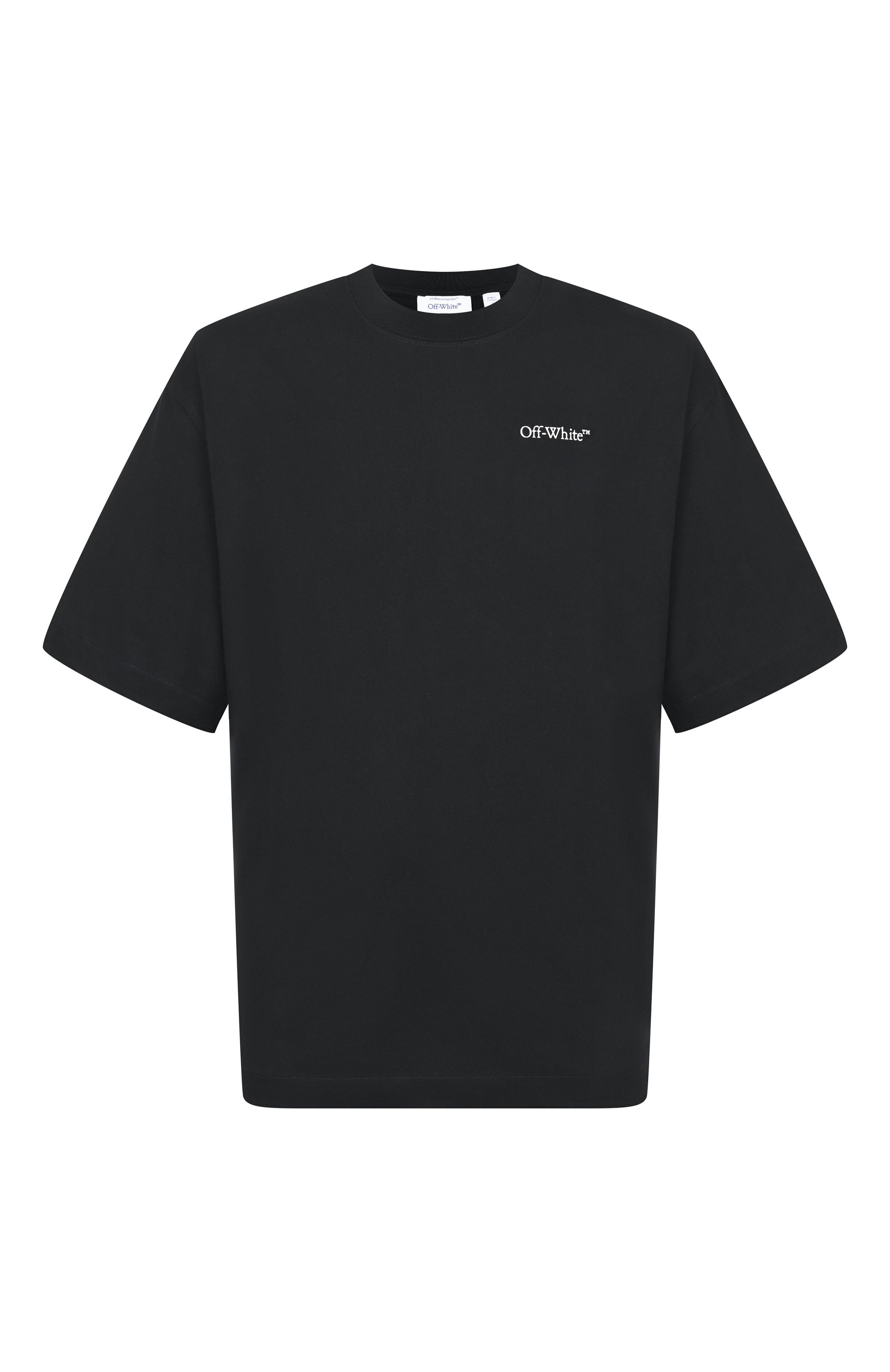 Хлопковая футболка OFF-WHITE черного цвета по цене 31100 руб., арт. 0MAA120S26JER008, фото 1 Хлопковая футболка OFF-WHITE, арт. 0MAA120S26JER008, фото 1
