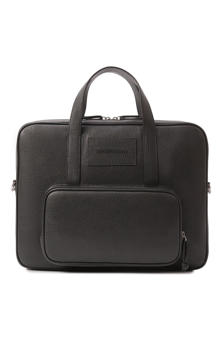 Мужская портфель EMPORIO ARMANI черного цвета, арт. Y4P144/Y068E | Фото 1 (Материал: Натуральная кожа; Ремень/цепочка: На ремешке; Размер: large; Сумки-технические: Портфели)