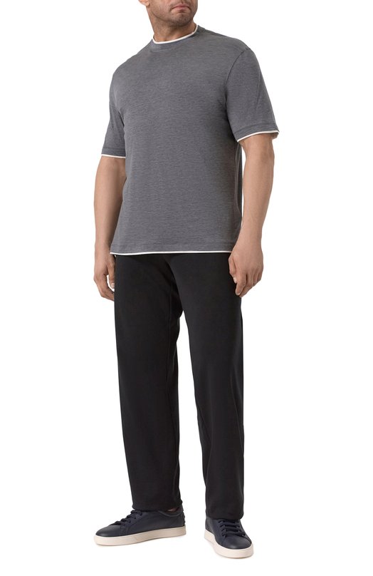 Футболка из шелка и хлопка Brunello Cucinelli MD8217427 Серый  MD8217427 Фото 2