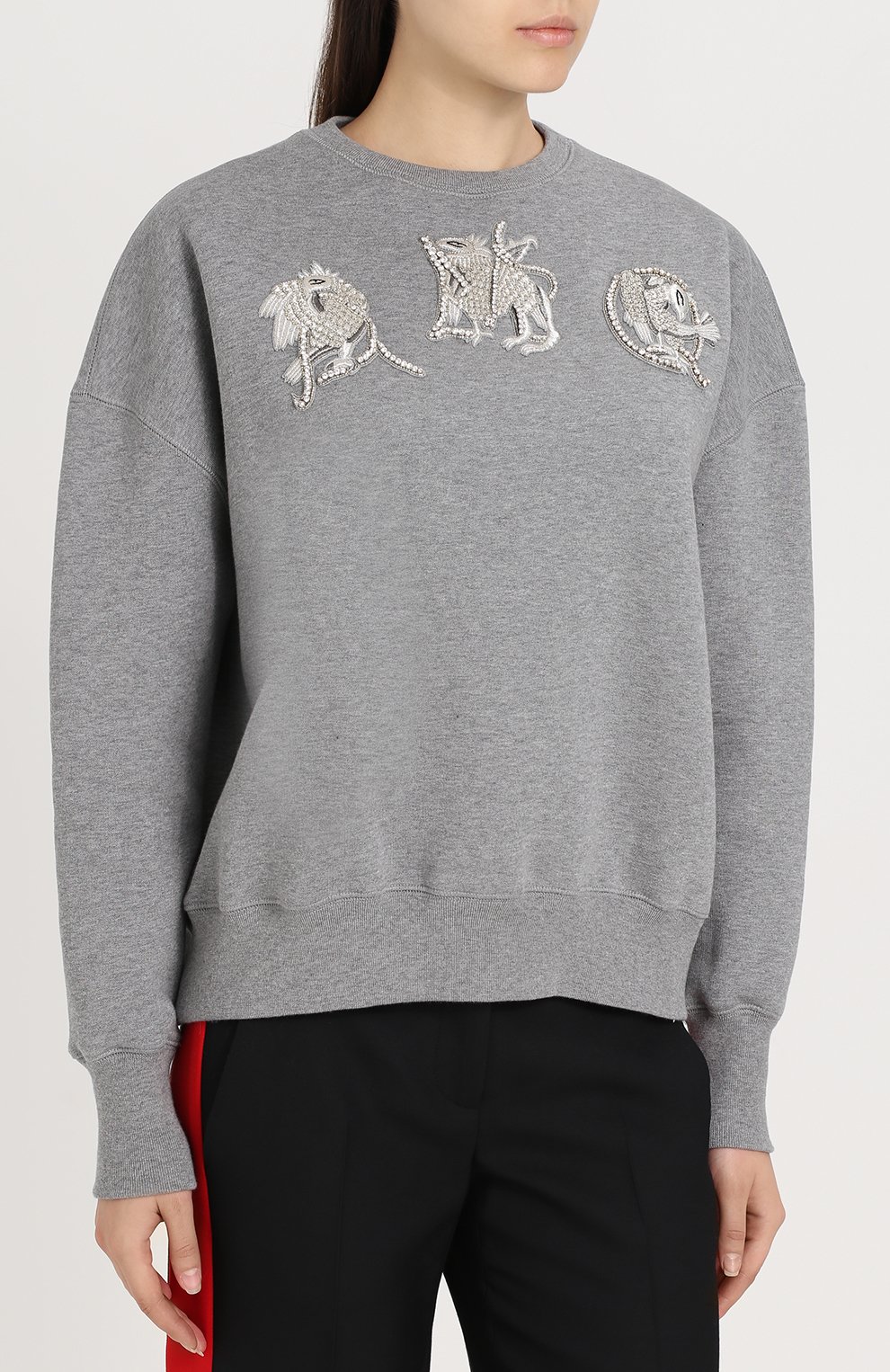 Хлопковый свитшот с декоративной отделкой ALEXANDER MCQUEEN, арт. 485347/QJZ09, фото 3