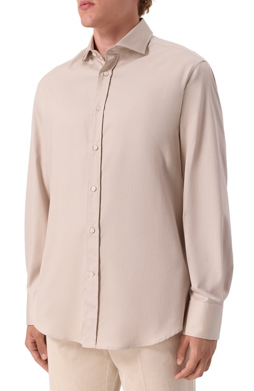 Хлопковая сорочка Brunello Cucinelli MW6041718 Бежевый  MW6041718 Фото 3