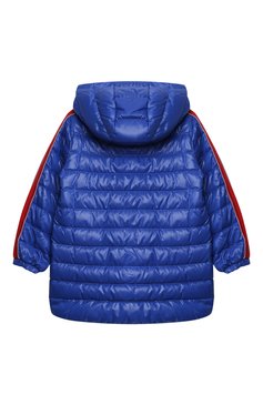 Детского пуховая куртка MONCLER синего цвета, арт. H1-951-1C000-01-68950 | Фото 2 (Материал внешний: Синтетический материал; Кросс-КТ НВ: Куртки; Материал сплава: Проставлено; Нос: Не проставлено; Материал утеплителя: Пух и перо; Материал подклада: Хлопок)