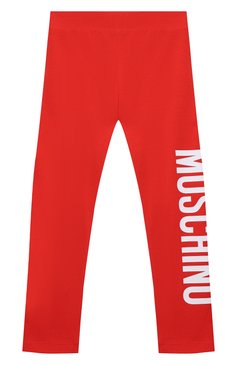 Детские хлопковые леггинсы MOSCHINO красного цвета, арт. HLP03U/LBA00/10A-14A | Фото 1 (Материал внешний: Хлопок; Региональные ограничения белый список (Axapta Mercury): RU; Случай: Повседневный; Девочки Кросс-КТ: Леггинсы-одежда; Материал сплава: Проставлено; Нос: Не проставлено; Ростовка одежда: 10 - 11 лет | 140 - 146см, 12 лет | 152 см, 13 - 15 лет | 158 см)