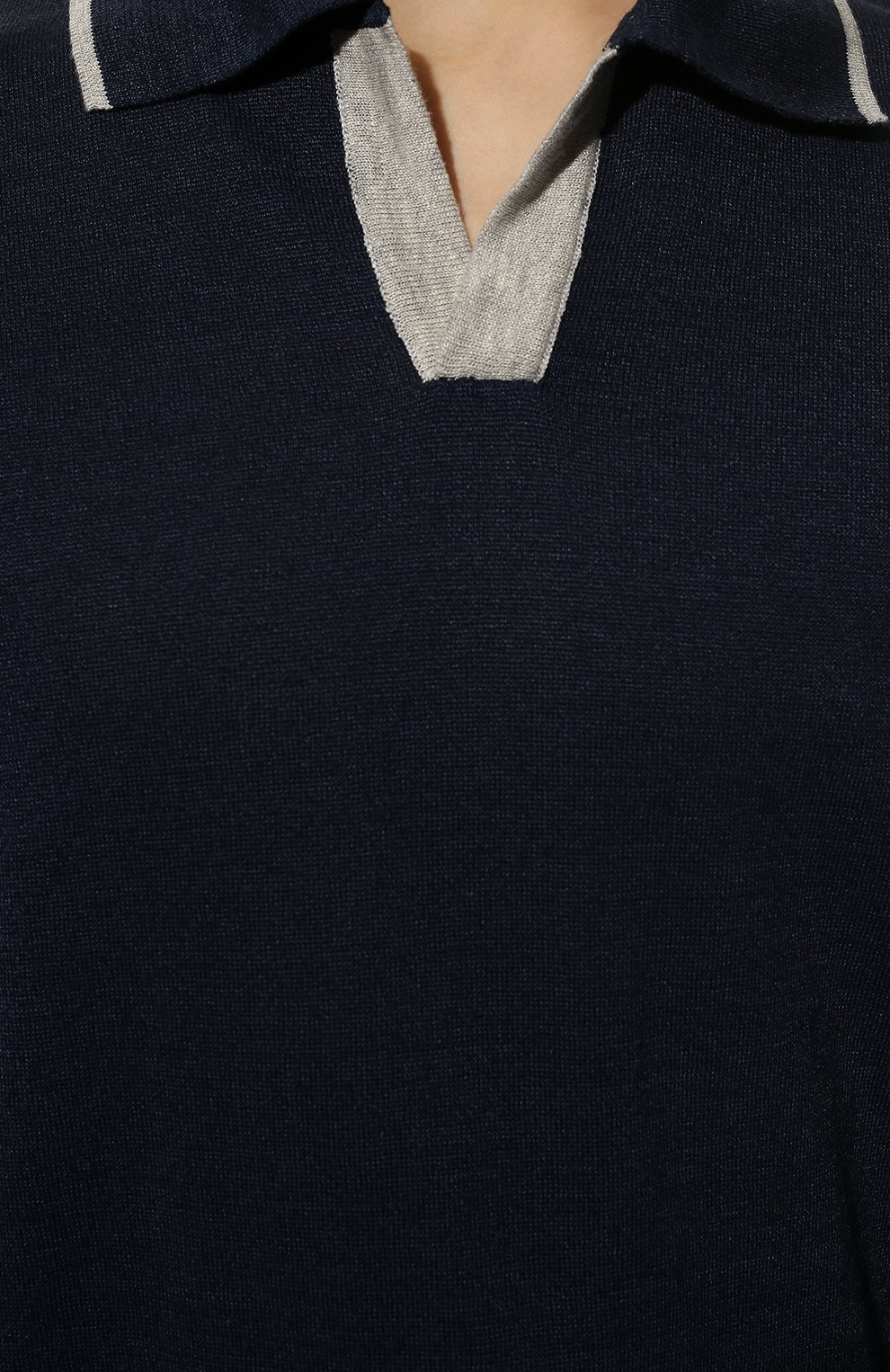 Поло изо льна и хлопка FIORONI темно-синего цвета по цене 43400 руб., арт. MK24701C2, фото 5 Поло изо льна и хлопка FIORONI, арт. MK24701C2, фото 5