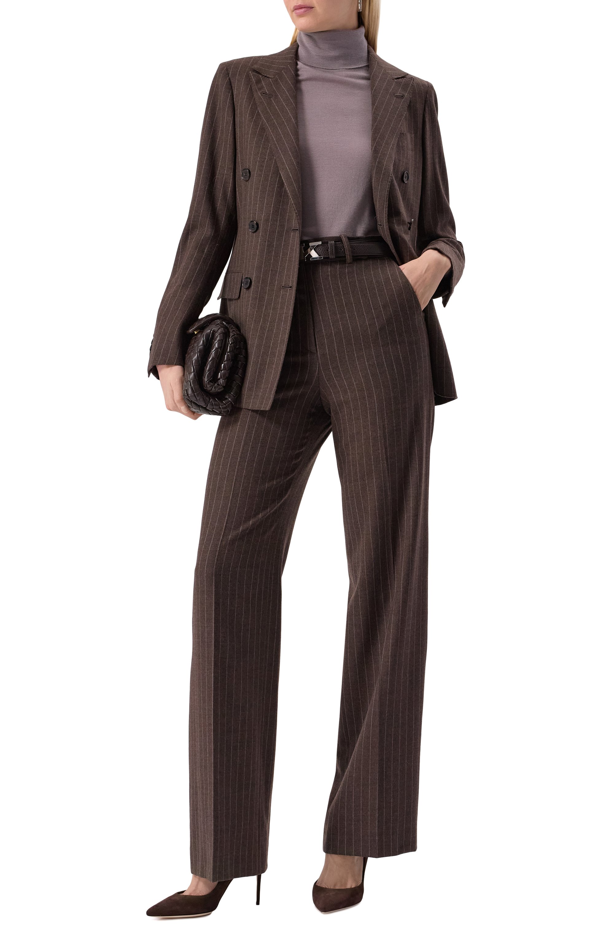 Шерстяные брюки KITON темно-коричневого цвета по цене 124000 руб., арт. D48109K0548E01, фото 2 Шерстяные брюки KITON, арт. D48109K0548E01, фото 2