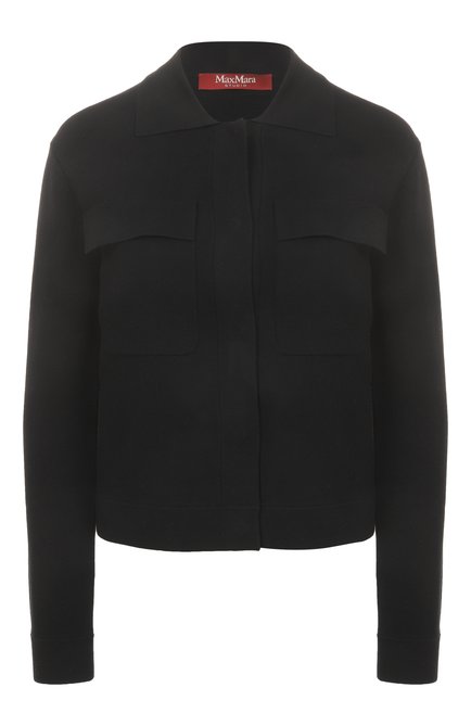 Женский жакет из вискозы MAX MARA STUDIO черного цвета, арт. MIT0 | Фото 1 (Драгоценные камни: Проставлено; Длина (для топов): Стандартные; Рукава: Длинные; Материал внешний: Вискоза; Материал сплава: Проставлено)