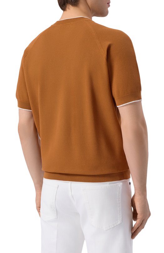 Хлопковый джемпер Kiton UMM0762 Коричневый  UMM0762 Фото 4