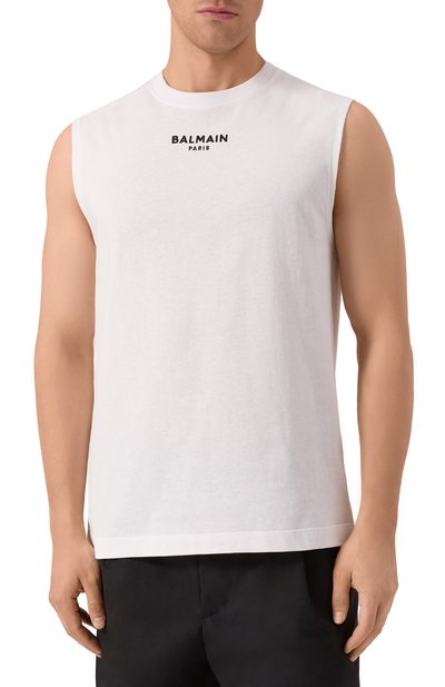 Хлопковая майка BALMAIN белого цвета по цене 42200 руб., арт. FH1EC025/BD10, фото 3 Хлопковая майка BALMAIN, арт. FH1EC025/BD10, фото 3