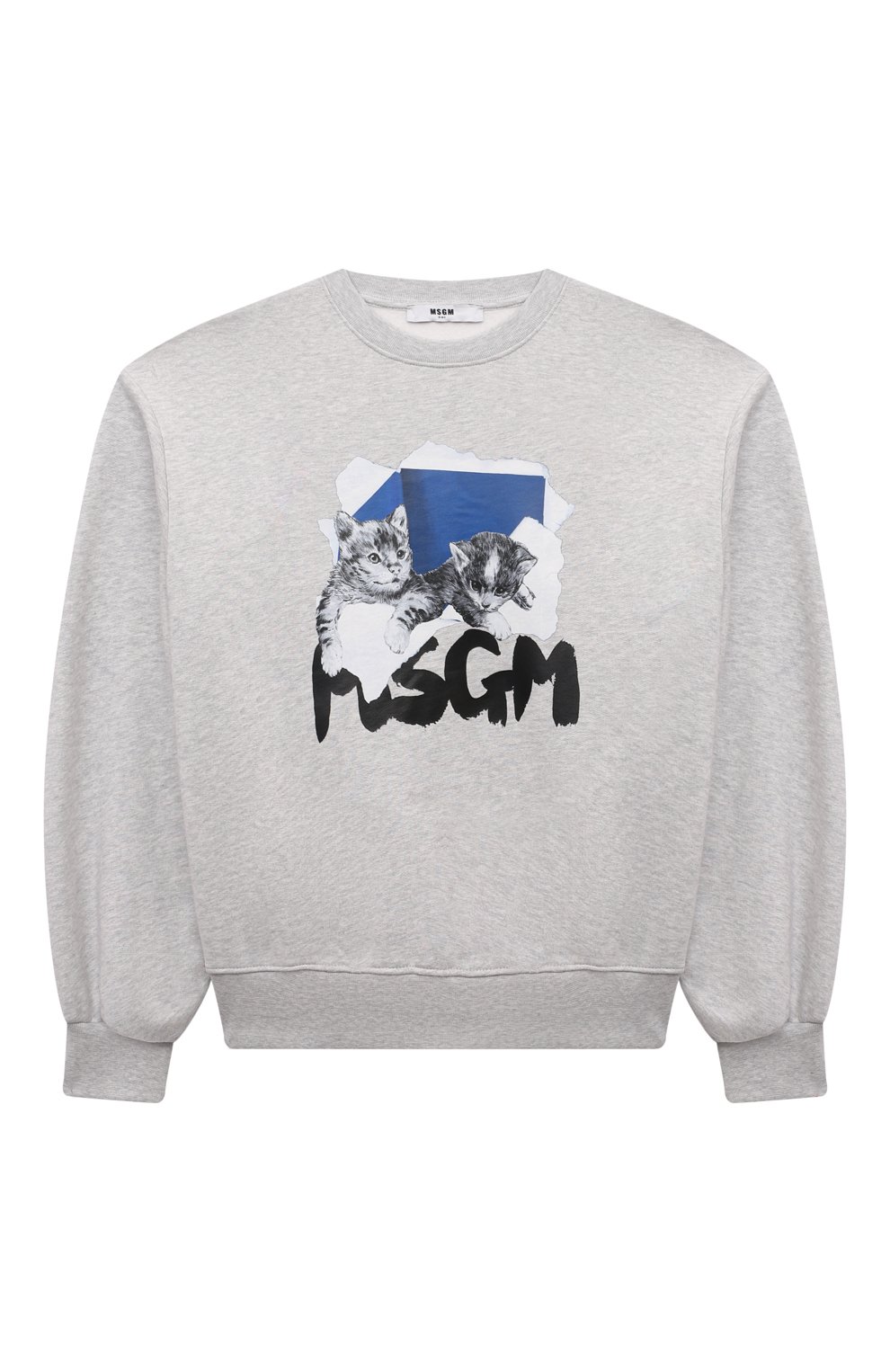 Хлопковый свитшот MSGM KIDS светло-серого цвета по цене 12150 руб., арт. F4MSJGSW256, фото 1 Хлопковый свитшот MSGM KIDS, арт. F4MSJGSW256, фото 1