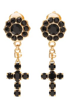 Женская клипсы DOLCE & GABBANA золотого цвета, арт. WEQ6D2 W1111 | Фото 1 (Нос: Не проставлено; Региональные ограничения белый список (Axapta Mercury): Не проставлено; Материал: Металл, Стекло; Женское Кросс-КТ: Клипсы-серьги)