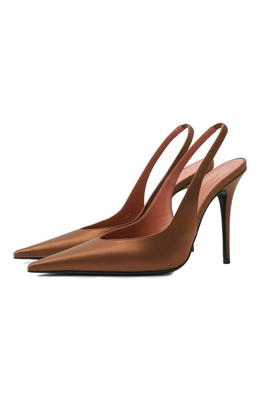 Текстильные туфли Anok Sling 105 Amina Muaddi AN0K SLING 105/SATIN Коричневый AN0K SLING 105/SATIN