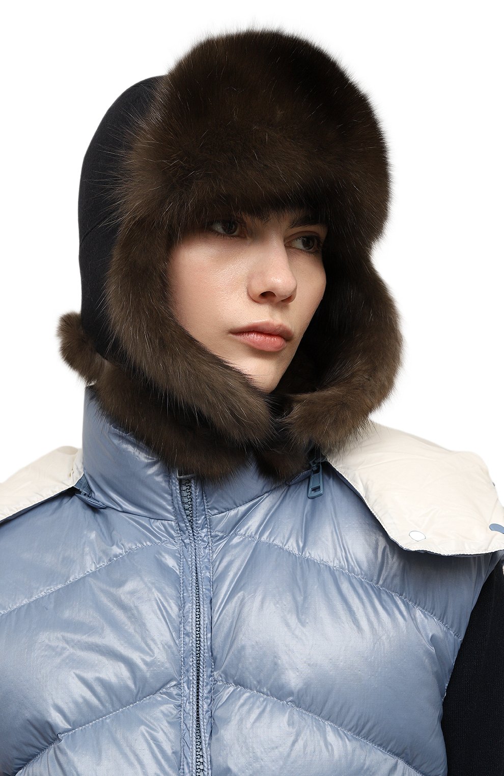 Шерстяная шапка-ушанка с мехом соболя VICTORIA KUSENKOVA, арт. 099103584153, фото 2