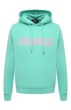 Мужской хлопковое худи DSQUARED2 бирюзового цвета, арт. S74GU0664/D25002 | Фото 1 (Рукава: Длинные; Длина (для топов): Стандартные; Принт: С принтом; Мужское Кросс-КТ: Худи-одежда; Материал сплава: Проставлено; Материал внешний: Хлопок; Стили: Спорт-шик; Драгоценные камни: Проставлено)