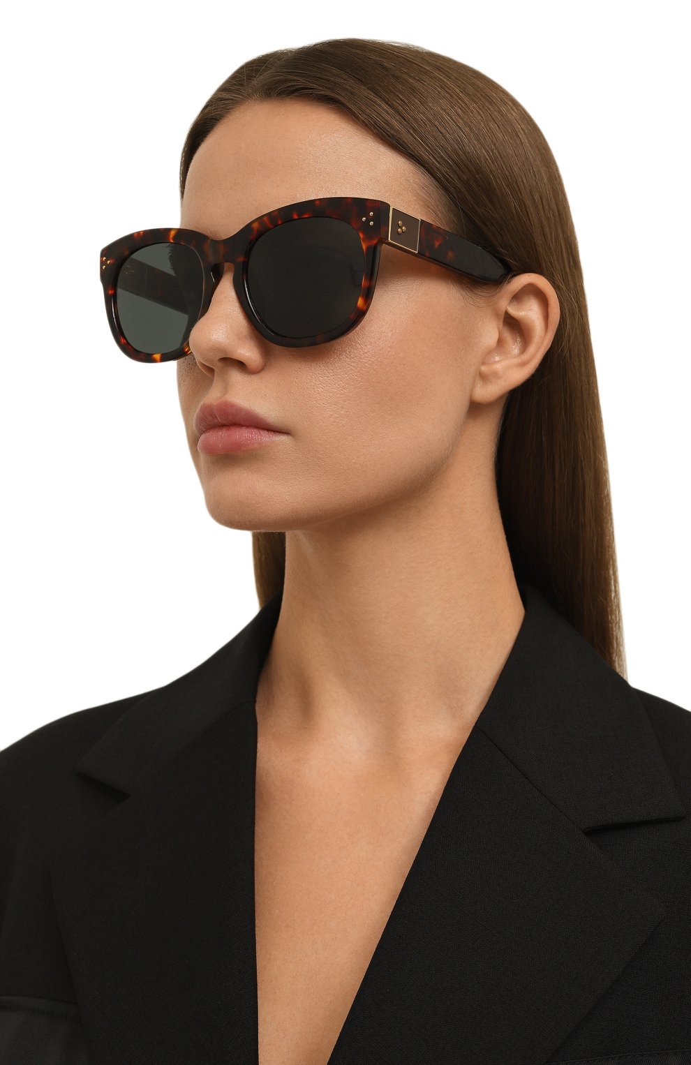 Солнцезащитные очки LINDA FARROW темно-коричневого цвета по цене 53750 руб., арт. LFL1384C2SUN, фото 2 Солнцезащитные очки LINDA FARROW, арт. LFL1384C2SUN, фото 2