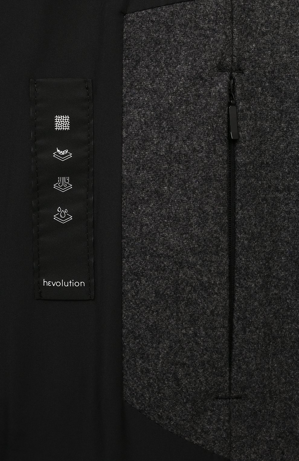 Шерстяное пальто HEVO темно-серого цвета по цене 83350 руб., арт. CISTERNIN0 RU 160/G725, фото 6 Шерстяное пальто HEVO, арт. CISTERNIN0 RU 160/G725, фото 6