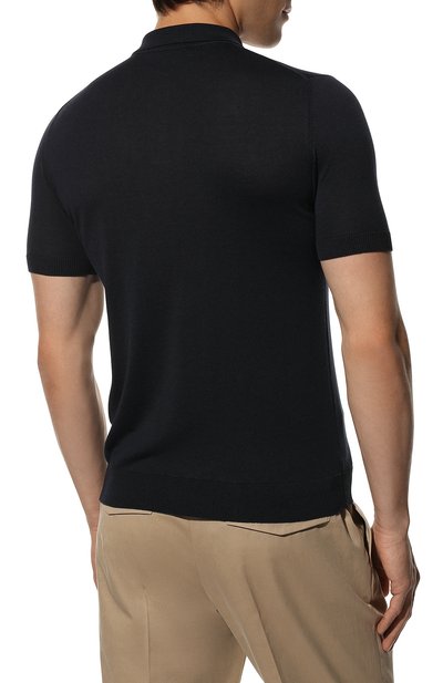 Поло из хлопка и шелка ANDREA CAMPAGNA темно-синего цвета по цене 33950 руб., арт. P22-111, фото 4 Поло из хлопка и шелка ANDREA CAMPAGNA, арт. P22-111, фото 4