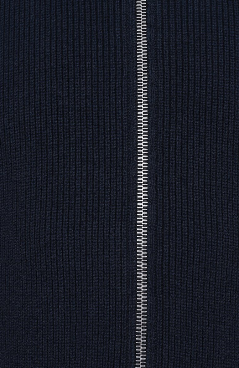 Мужской хлопковый кардиган JIL SANDER темно-синего цвета, арт. J47HP0001-J15365 | Фото 6 (Длина (для топов): Стандартные; Рукава: Длинные; Материал внешний: Хлопок; Мужское Кросс-КТ: Кардиган-одежда; Стили: Минимализм; Застежка: Молния)