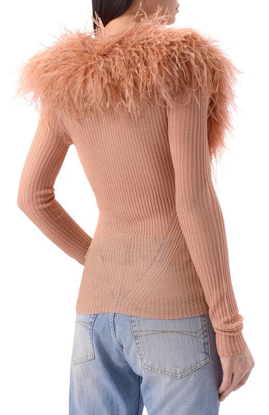 Кардиган с отделкой перьями страуса Blumarine 2M659A Розовый  2M659A Фото 4