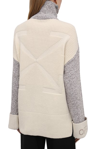 Свитер из шерсти и вискозы OFF-WHITE бежевого цвета по цене 96200 руб., арт. 0WHF024F21KNI001, фото 4 Свитер из шерсти и вискозы OFF-WHITE, арт. 0WHF024F21KNI001, фото 4