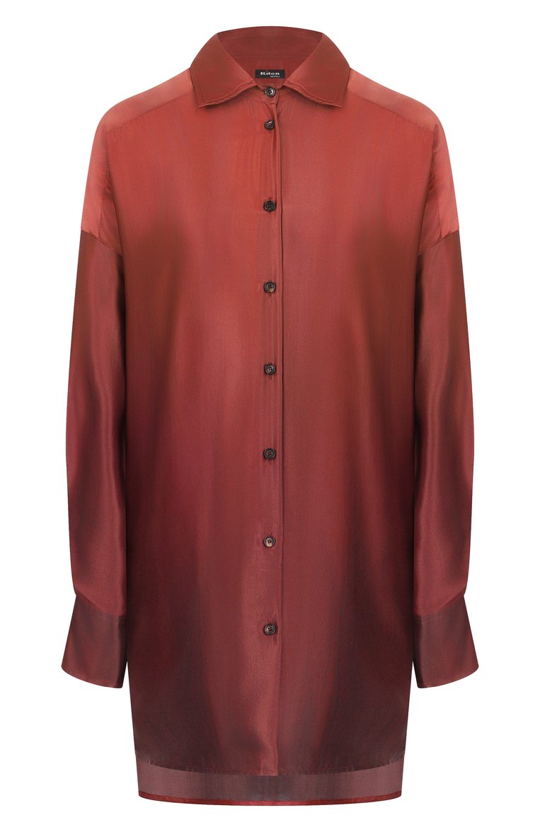 Женская шелковая блузка KITON бордового цвета, арт. D51402K0909E02 | Фото 1 (Материал внешний: Шелк; Рукава: Длинные; Длина (для топов): Удлиненные; Принт: Без принта; Женское Кросс-КТ: Блуза-одежда; Кросс-КТ: костюм; Стили: Романтичный)