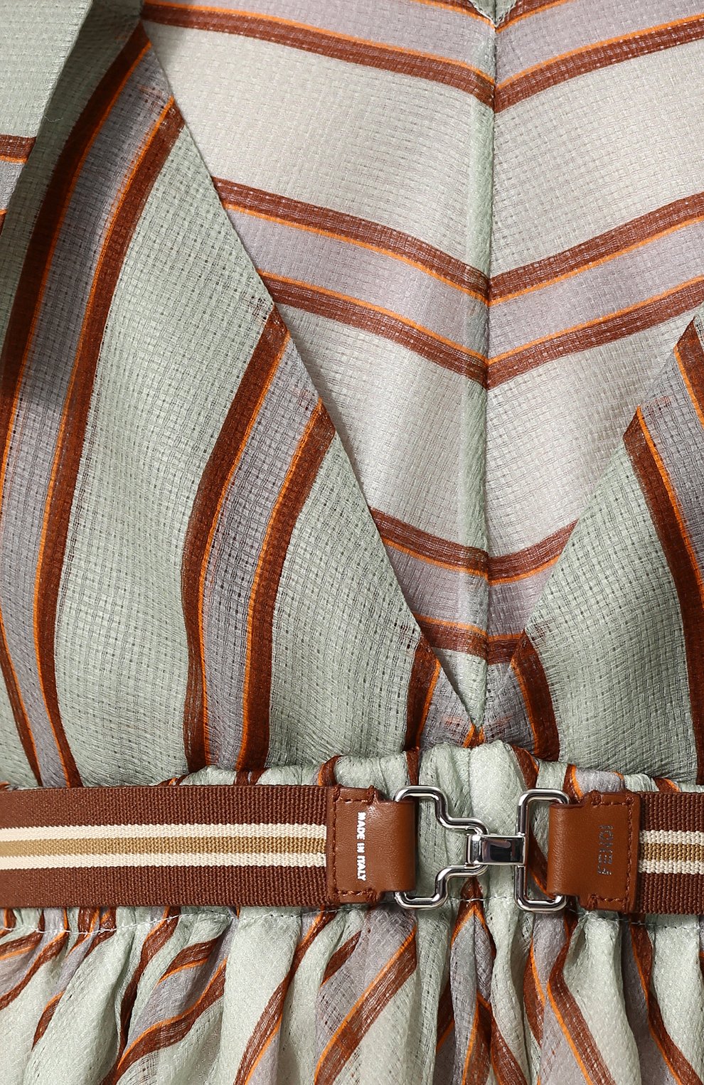 Шелковое платье-миди с поясом в полоску FENDI, арт. FD9634 A2LB, фото 5