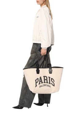 Женская сумка-тоут cities paris jumbo large BALENCIAGA черного цвета, ар�т. 689271/2106M | Фото 7 (Драгоценные камни: Проставлено; Материал сплава: Проставлено; Размер: large; Материал: Текстиль)