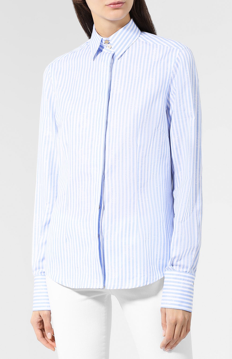 Рубашка из хлопка и льна KITON, арт. D40415H06350, фото 3
