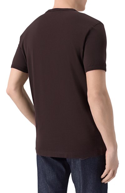 Хлопковая футболка DOLCE & GABBANA темно-коричневого цвета по цене 39050 руб., арт. G8JX7T/G7P1A, фото 4 Хлопковая футболка DOLCE & GABBANA, арт. G8JX7T/G7P1A, фото 4