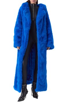 Женская шуба из экомеха BALENCIAGA синего цвета, арт. 794648/TPQ23 | Фото 3 (Рукава: Длинные; Длина (верхняя одежда): Длинные; Материал подклада: Вискоза; Кросс-КТ: Куртка; Стили: Гламурный; Материал внешний: Экомех)