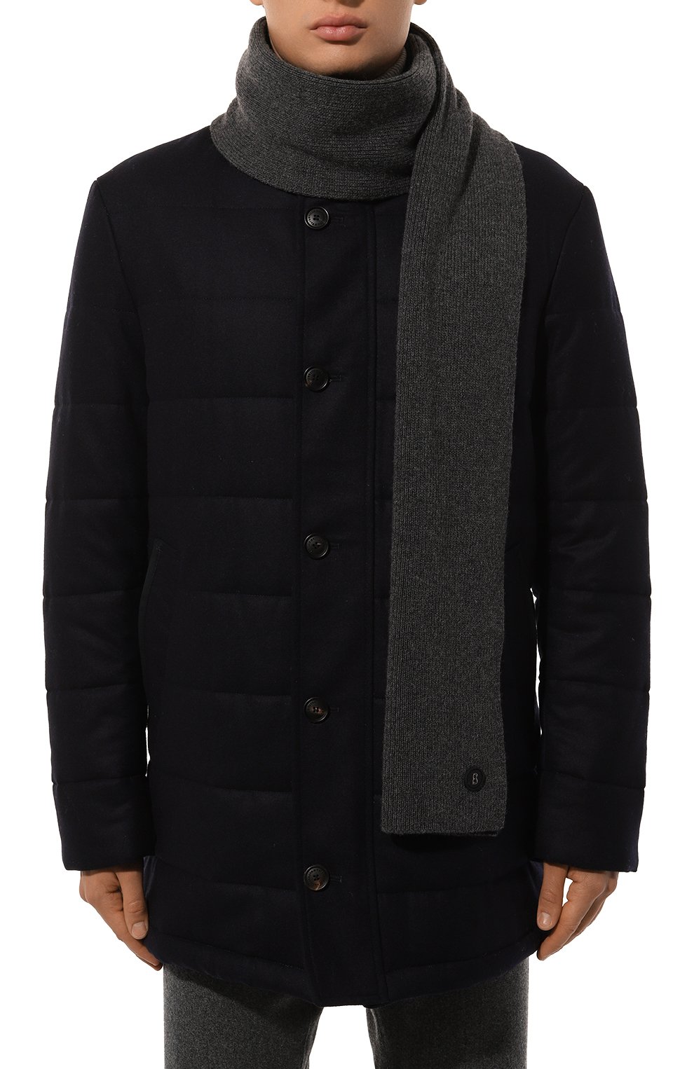 Шарф из шерсти и вискозы BOGNER темно-серого цвета по цене 24100 руб., арт. 98166087, фото 2 Шарф из шерсти и вискозы BOGNER, арт. 98166087, фото 2