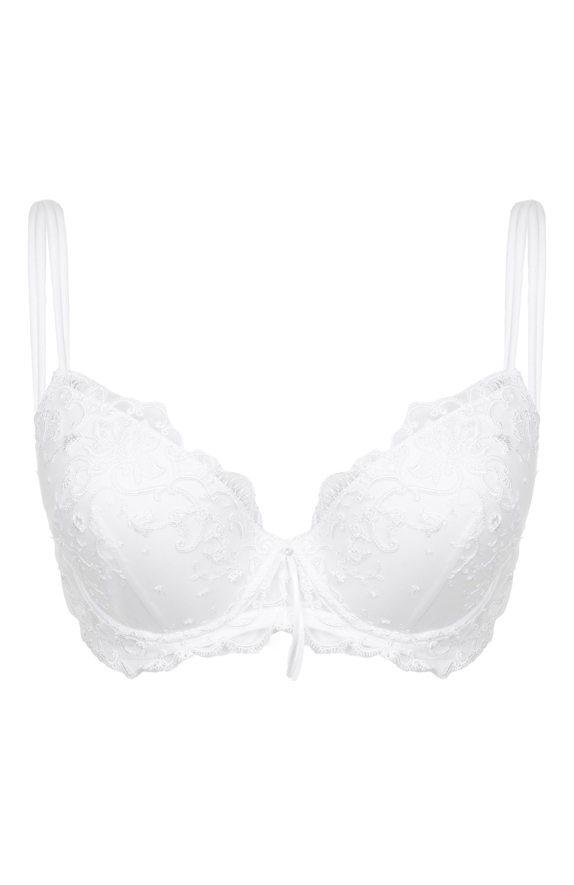 Бюстгальтер с чашкой пуш-ап AMBRA белого цвета по цене 28940 руб., арт. 0348, фото 1 Бюстгальтер с чашкой пуш-ап AMBRA, арт. 0348, фото 1