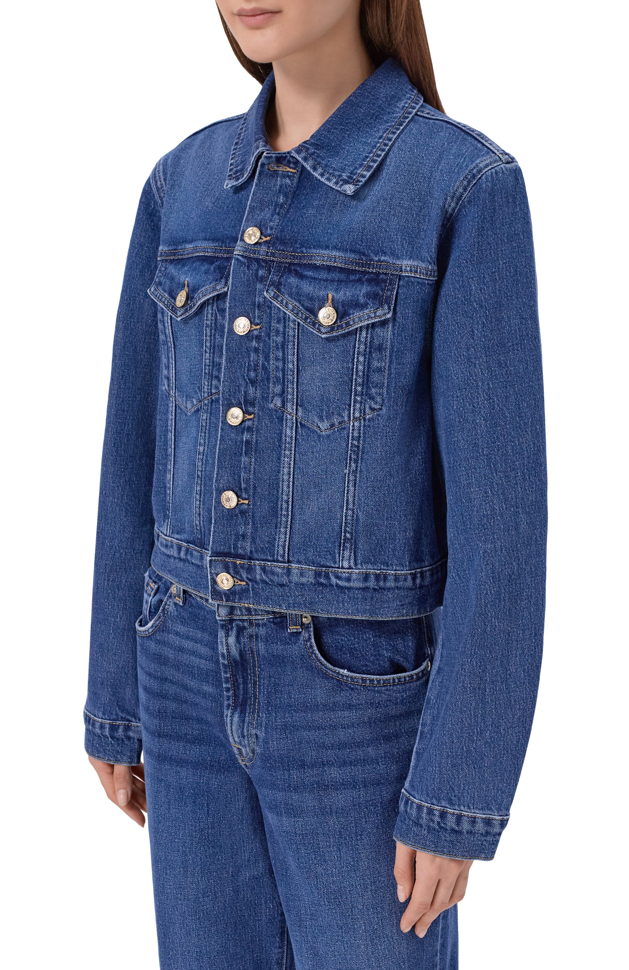 Джинсовая куртка 7 FOR ALL MANKIND синего цвета по цене 38100 руб., арт. 7UCY0C10-3NL, фото 3 Джинсовая куртка 7 FOR ALL MANKIND, арт. 7UCY0C10-3NL, фото 3