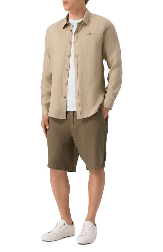 Льняные шорты Aeronautica Militare 251BE253CT3508 Хаки  251BE253CT3508 Фото 2