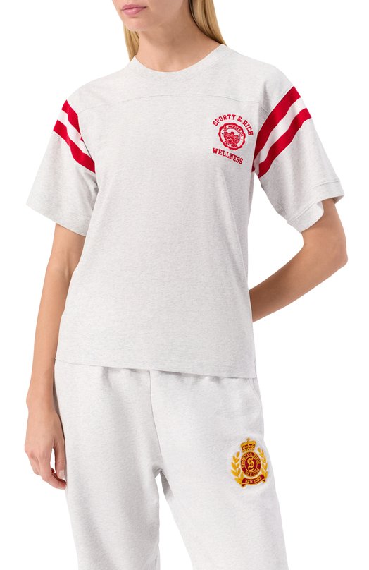 Хлопковая футболка Sporty and Rich T0022508033GY03 Серый  T0022508033GY03 Фото 3