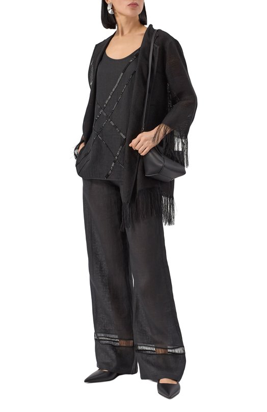 Льняной топ Kiton D59401H0800412 Чёрный  D59401H0800412 Фото 2
